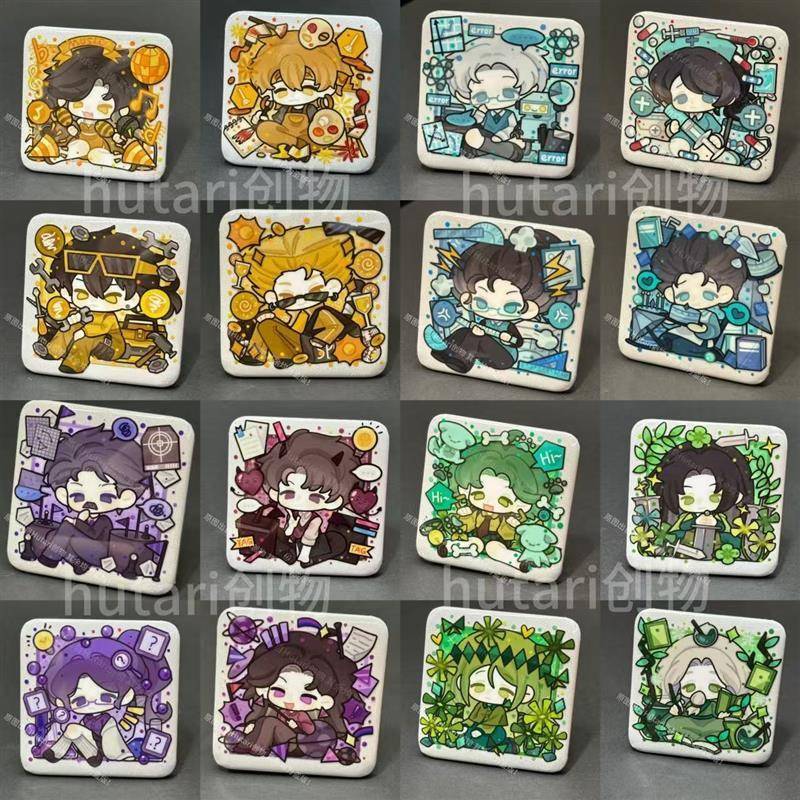 MBTI同人坐坐Q版方形吧唧马口铁徽章送e人i人礼物漫展包挂件谷子