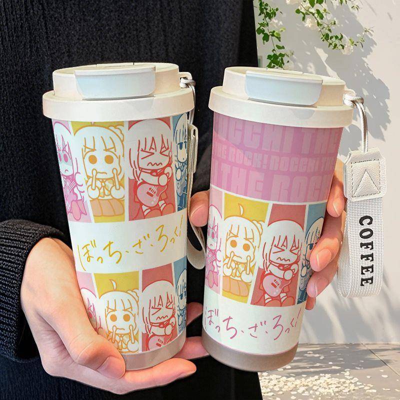 孤独摇滚周边保温杯不锈钢吸管双饮大容量咖啡水杯学生高颜值