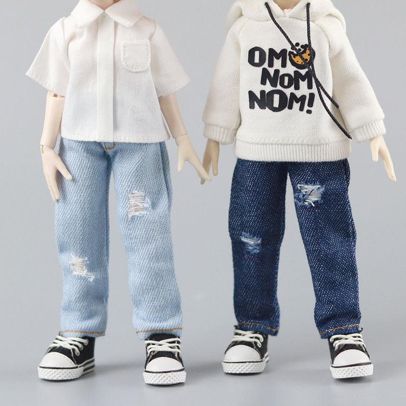 阿巳3娃衣阿巳3.0 破洞裤窄版牛仔长裤体大12分8分bjd修罗丸出逃