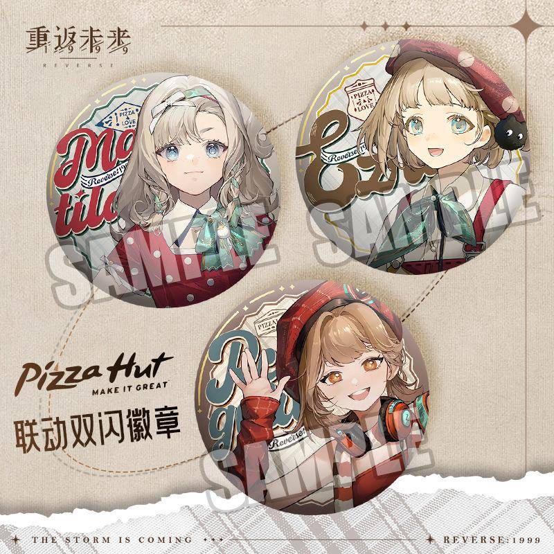 重返未来游戏x必胜客联名爱兹拉星锑周边75mm双闪大吧唧徽章挂饰