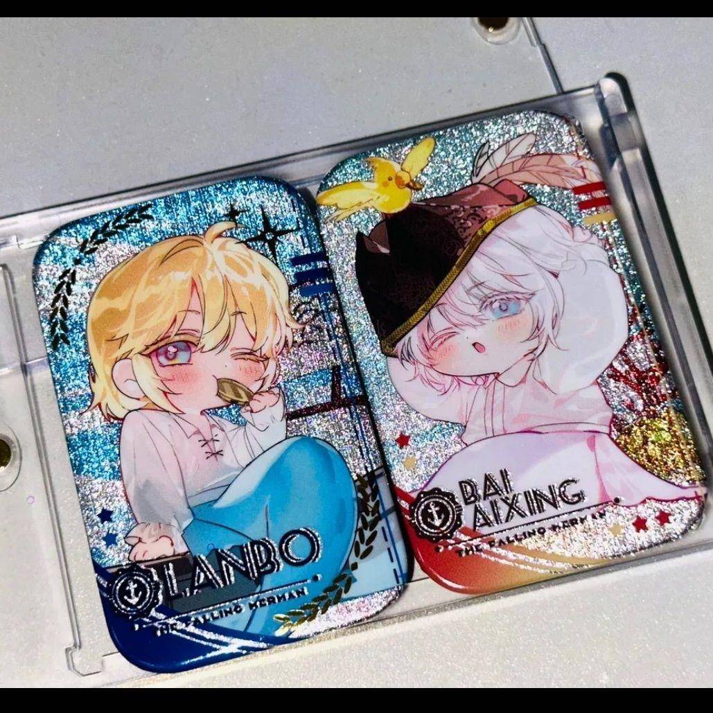 新款人鱼陷落海洋记忆徽章大隐小隐白蔼星自制方型吧唧礼物
