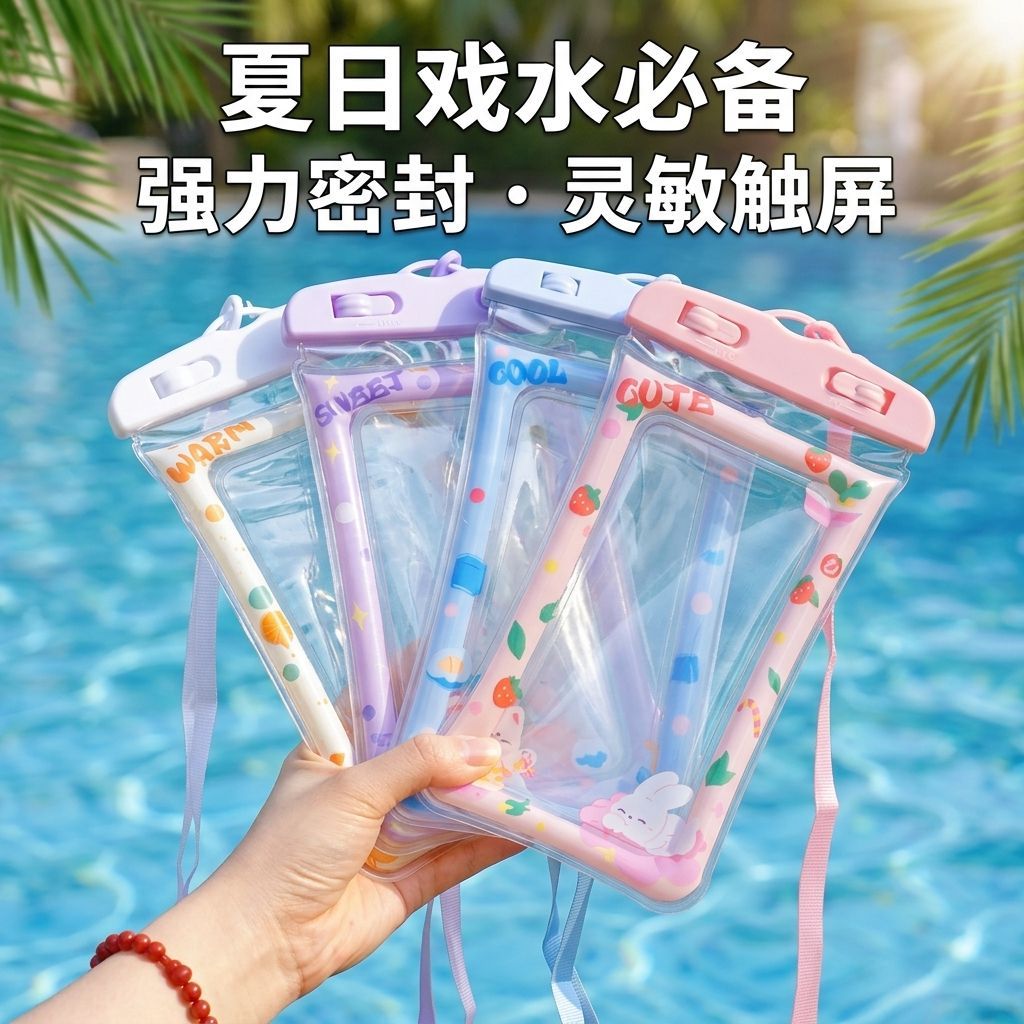 可爱气囊密封手机防水袋可触屏