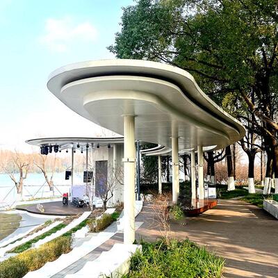 户外不锈钢架园林景观金属连01廊公廊园凉亭雕安塑机械工程装厂家