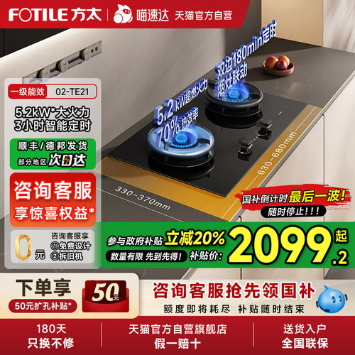 【政府补贴20%】方太02-TE21燃气灶嵌入式家用定时灶双灶官方01