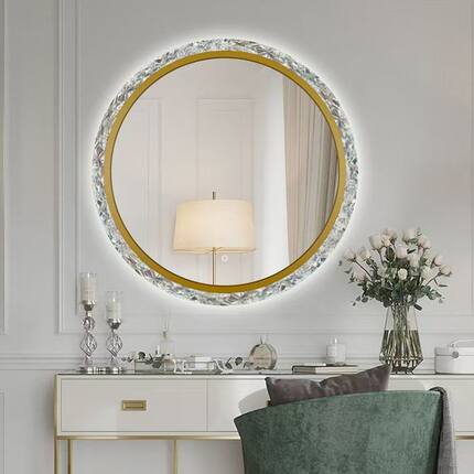 法式暮光镜亚克力led圆形智能镜子卫生间浴室镜梳妆台化妆镜壁挂