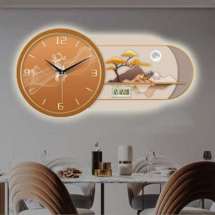 现代轻奢装饰画万年历电子钟表挂钟客厅餐厅卧室带日历表挂墙时钟