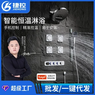 置物数显恒温枪灰色白色淋浴室增压家用美肤 捷控智能贴墙花洒套装
