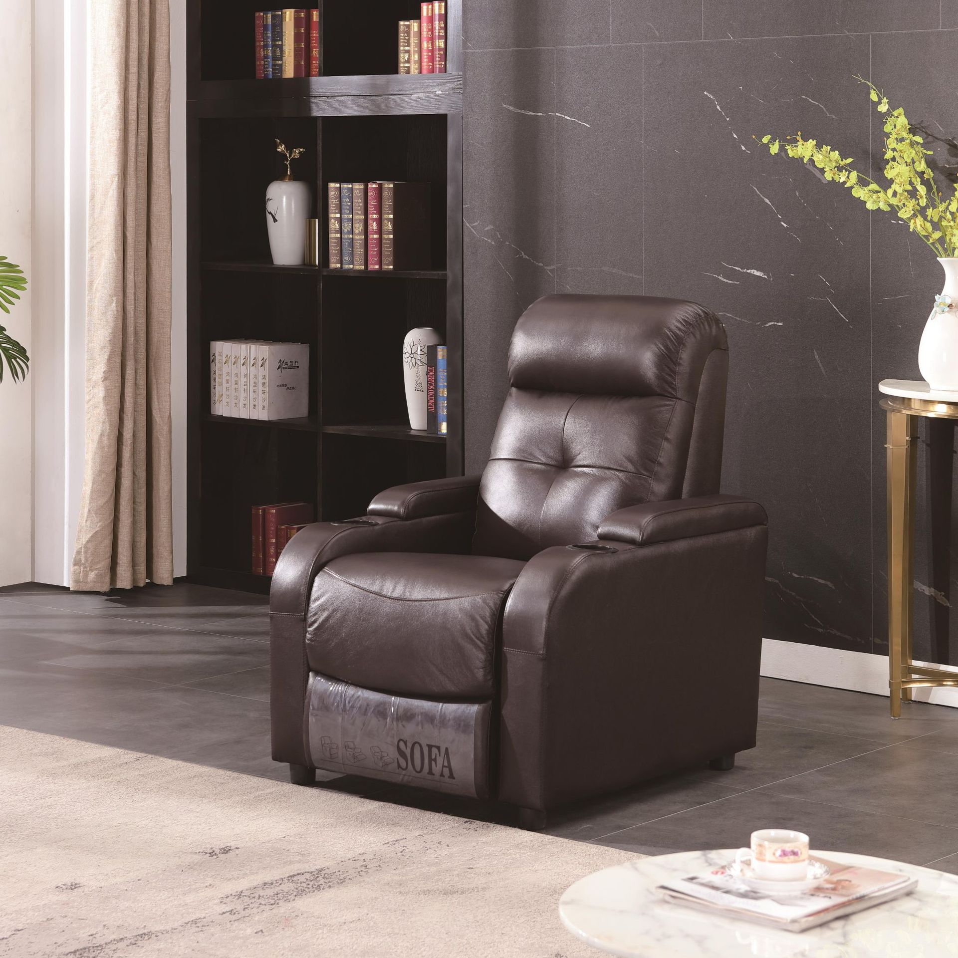 新款意式极简伸展皮艺沙发 太空电动按摩沙发带充电午休单人躺椅