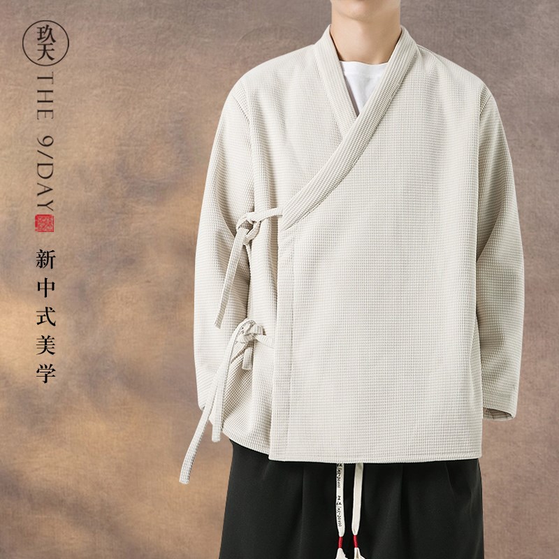 新中式男装秋冬名族古风斜襟汉服唐装中国风棉衣加厚加绒道袍道服