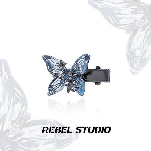 rebelstudio清透冰蓝蝴蝶发夹新款边夹侧边刘海夹女前额碎发整理