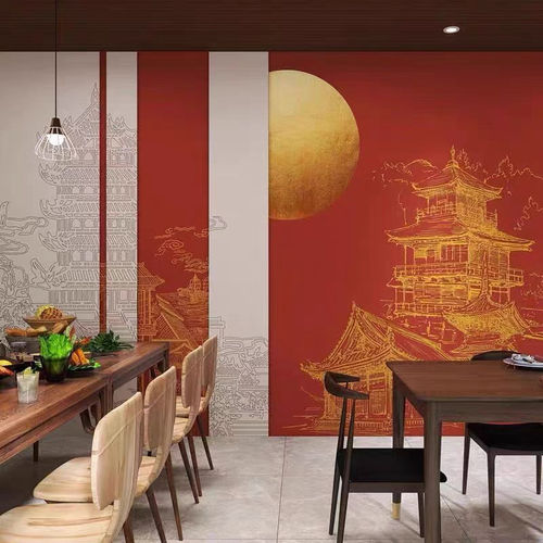 鸿运新中式古风阁楼壁画定制