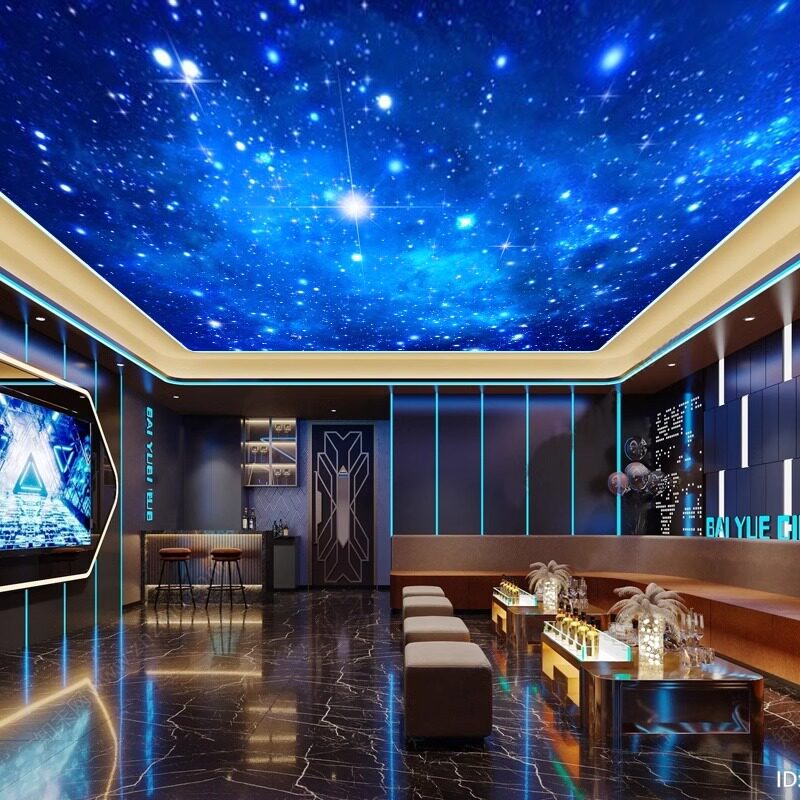 天花板宇宙星空主题壁纸KTV酒吧吊顶壁画酒店背景立体科技感墙纸