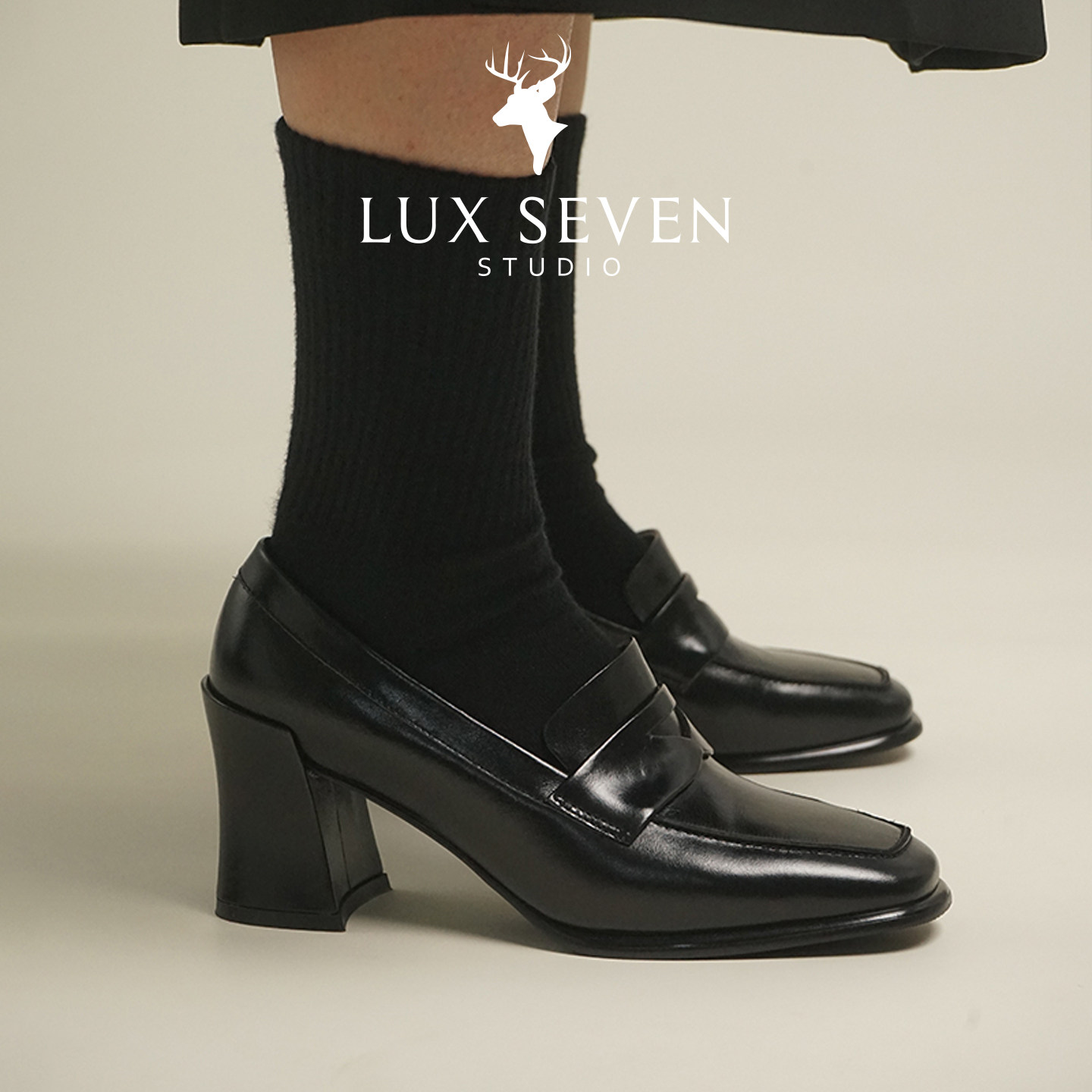 Lux Seven如履平地 中古时髦英伦复古方头中跟乐福鞋皮鞋女,女鞋,乐福鞋（豆豆鞋）,淘宝优惠券,粉丝福利购,淘宝优惠卷