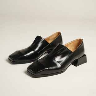 Lux Seven奢级牛皮革法式复古小皮鞋方头乐福鞋单鞋女