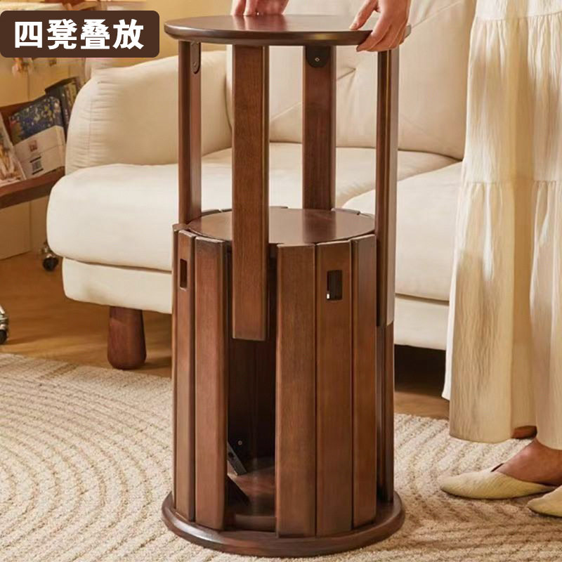 实木叠叠凳家居多功能矮凳餐厅凳卧室圆凳椅子简约板凳新中式边几图片