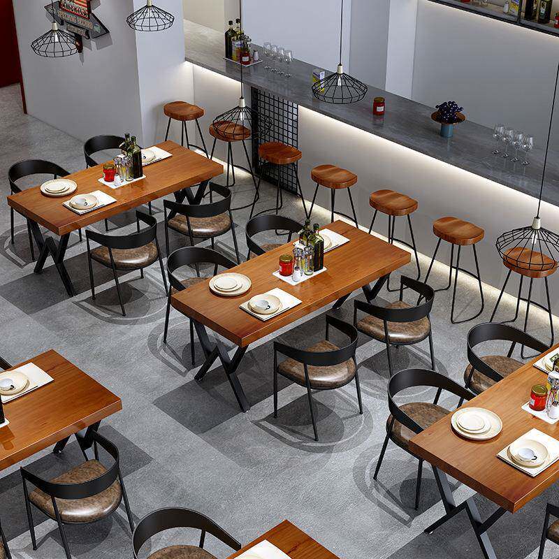 实木餐桌简约餐厅简欧轻奢现代北欧风双人桌子美式工业风桌椅组合