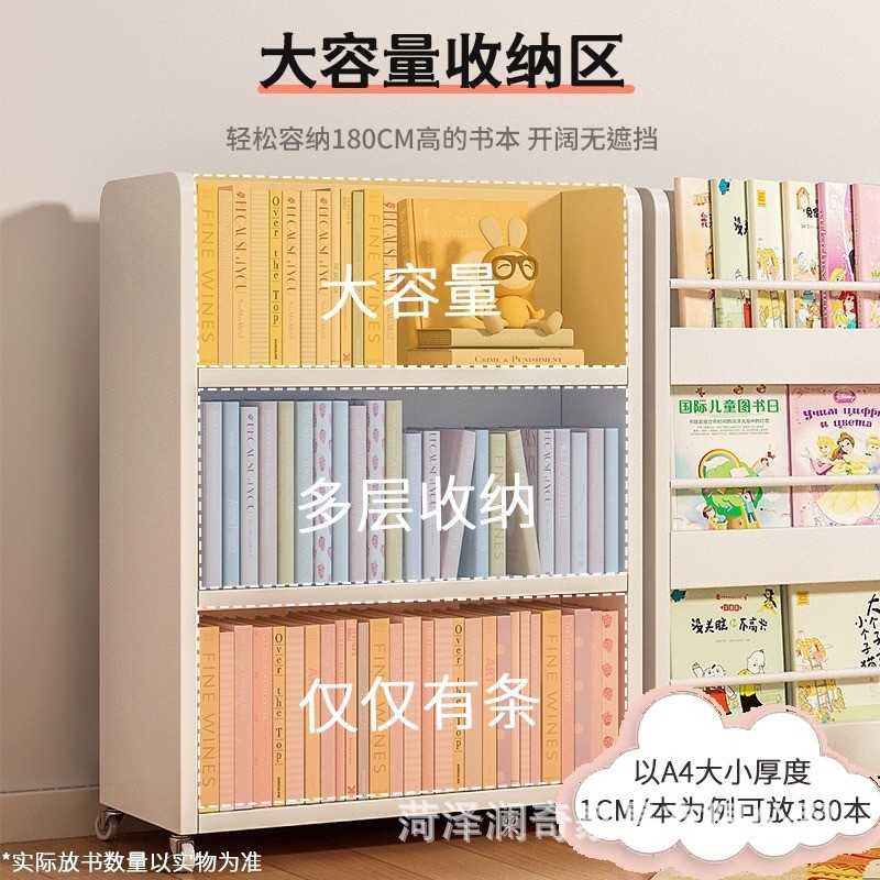 跨境木质旋转书架多层落地置物架儿童阅读绘本玩具收纳架实木书柜