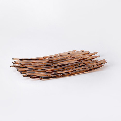 Darchin现代几何不规则橘色透明树脂托盘样板房展厅客厅餐厅
