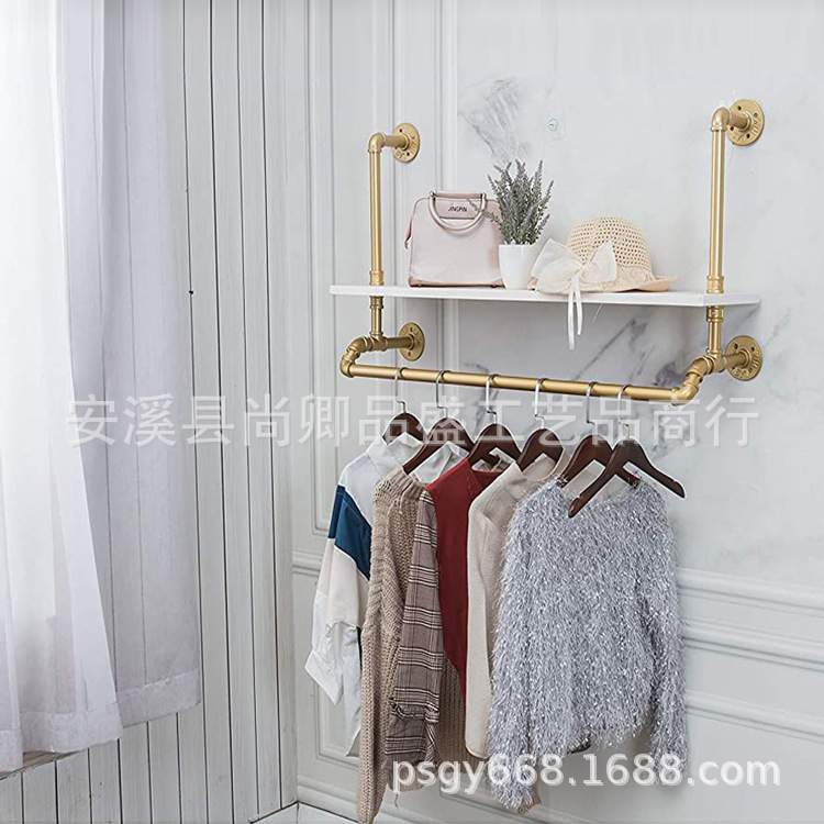 服装架置物架服装展示架金色置物架管式置物架水管衣架挂式摆设架