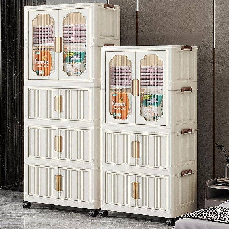 免安装62CM宽宝宝简易小衣橱衣服玩具可折叠整理箱塑料家用储物柜