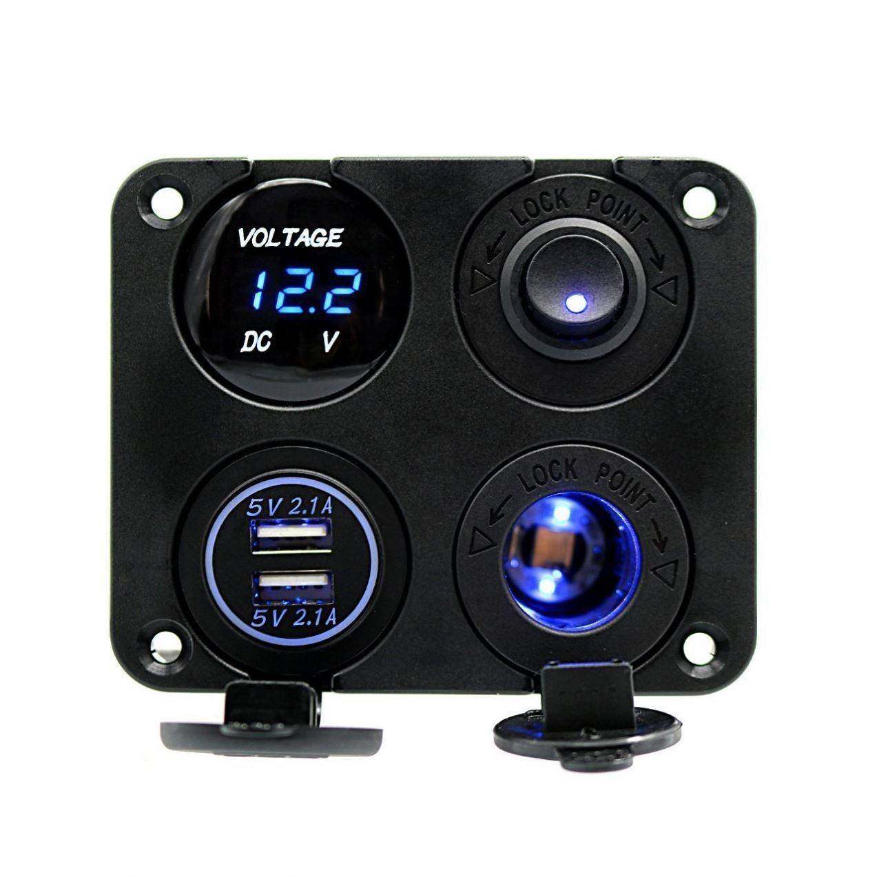 汽车游艇开关改装四孔面板USB充电器快充带灯点烟器电压表开关,家装灯饰光源,其它灯具灯饰,淘宝优惠券,粉丝福利购,淘宝优惠卷