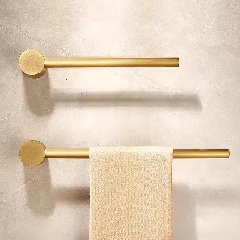 全铜毛巾架艺术风免打孔卫生间毛巾杆单杆极简浴巾架