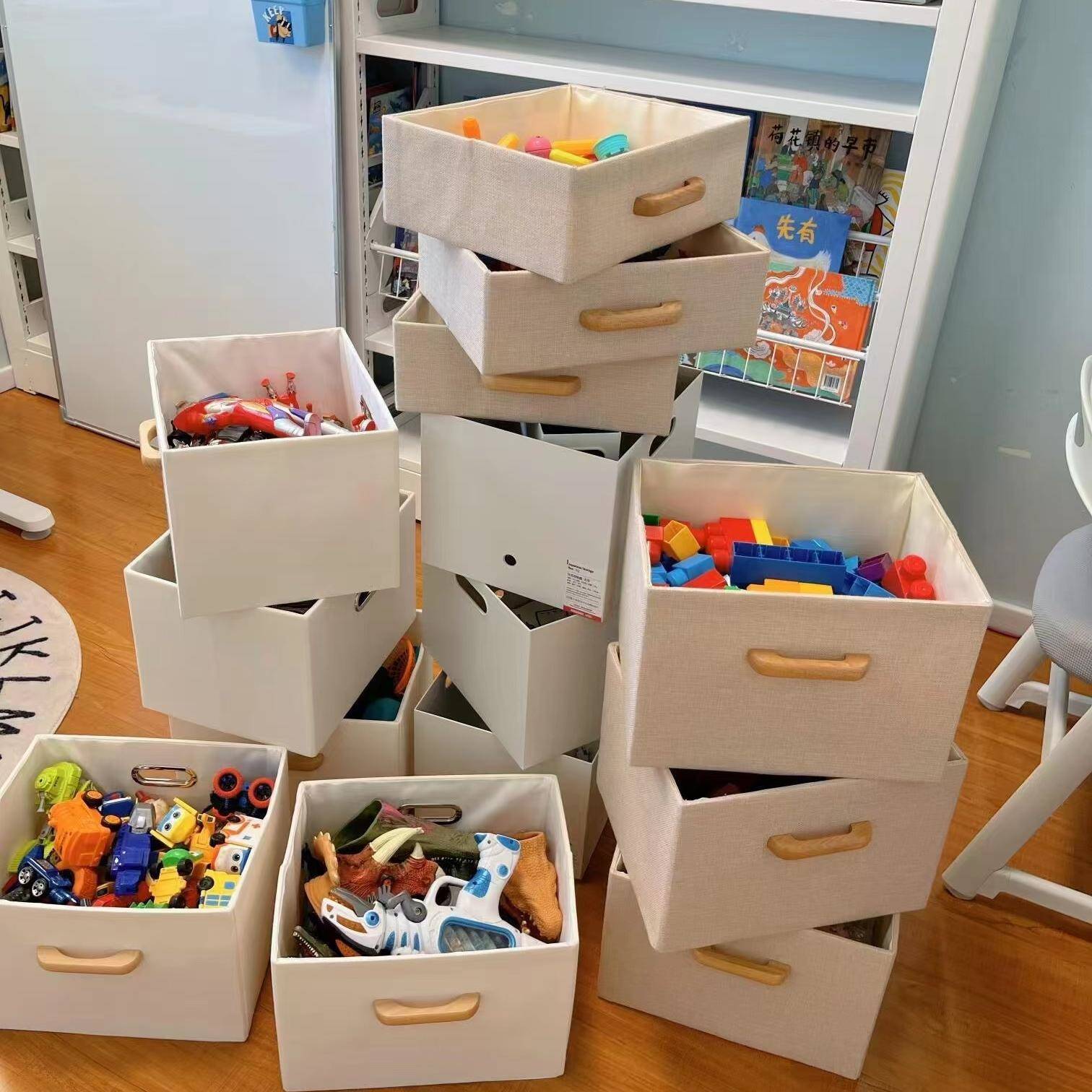 图书馆书架收纳箱尺寸家用布艺可折叠收纳盒衣柜衣服储物抽屉