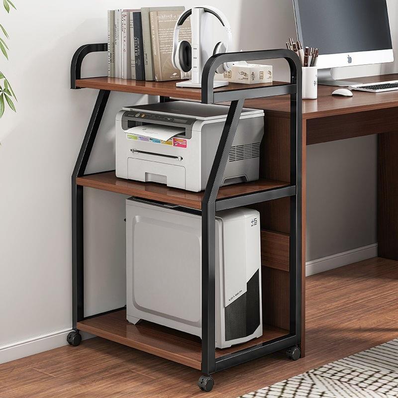可移动办公室落地打印机置物架多层收纳书架带轮小型电脑主机托架