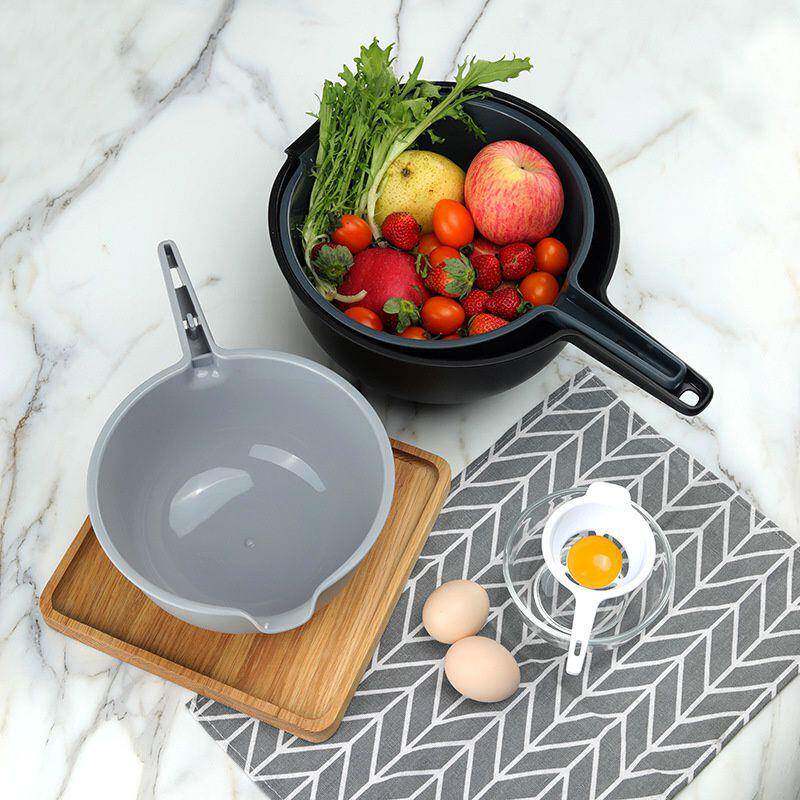 打蛋盆沙拉碗料理盆四件套烘焙搅拌碗滤蛋搅拌鸭嘴蔬果沥水清洗盆