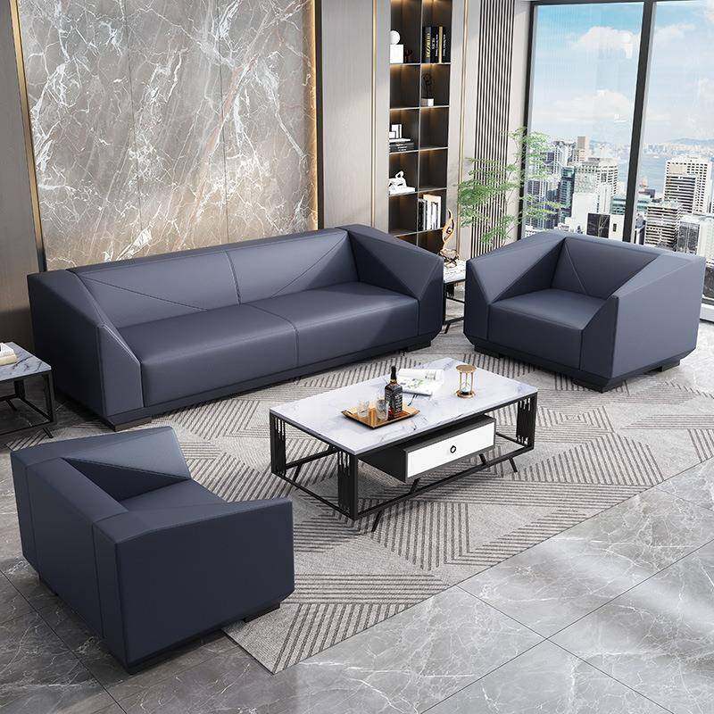 办公沙发简约现代三人位极简办公室沙发休闲会客商务接待茶几组合