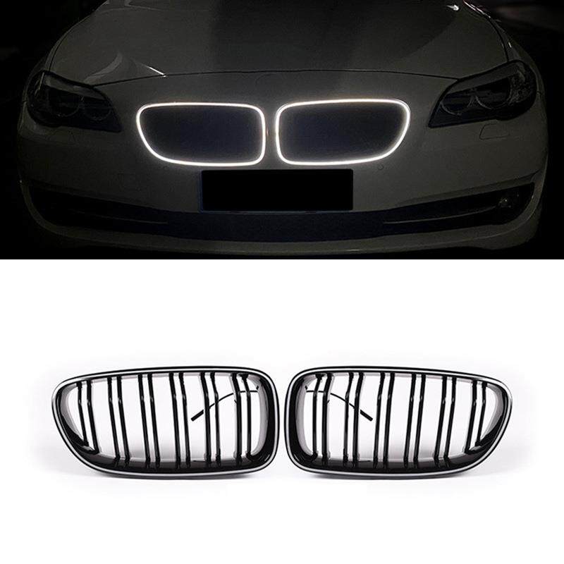 适用于宝马5系F10LED发光中网-钢琴黑（加厚款）装饰改装配件