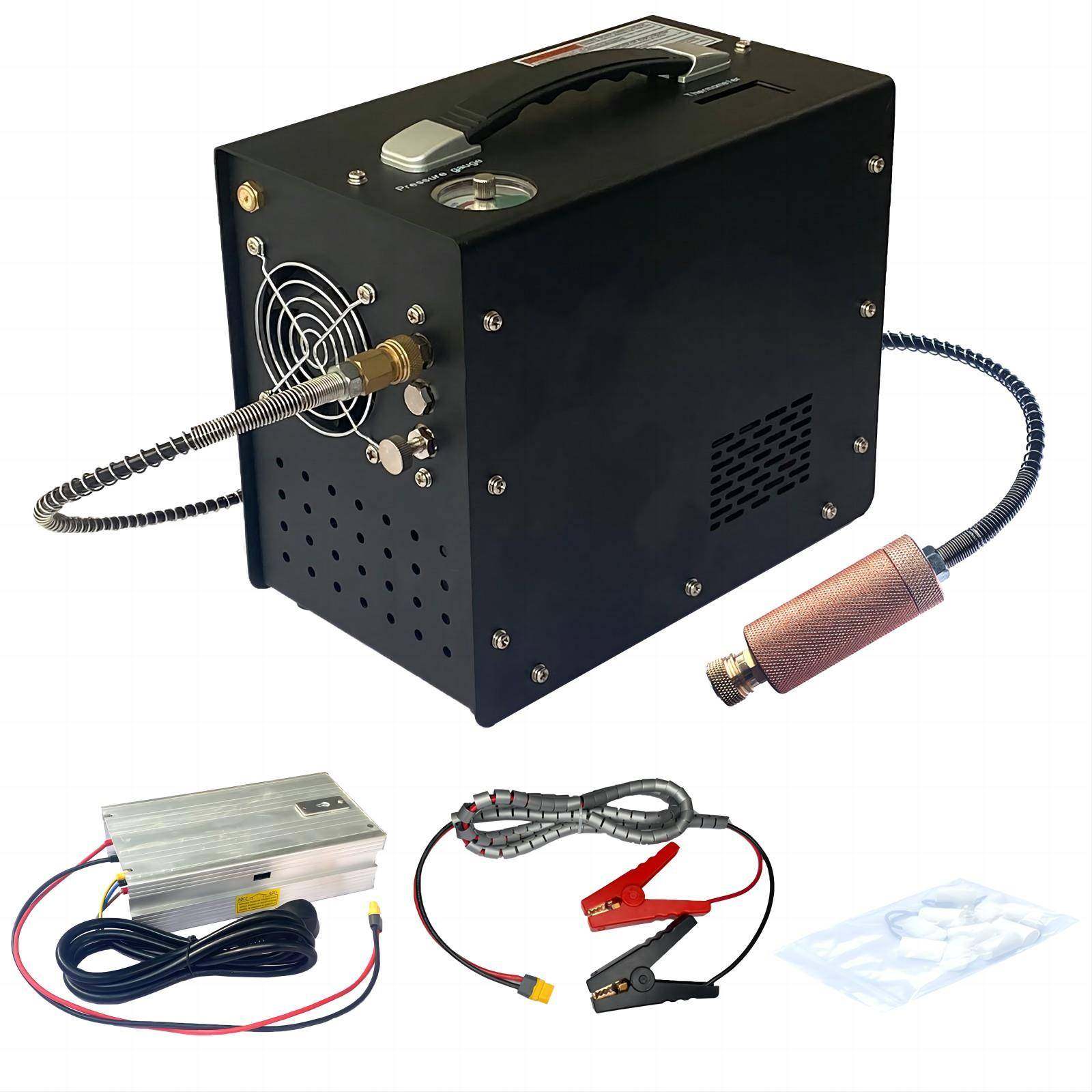 220V/12V车载高压打气泵30mpa电动打气机压缩机便携自动停机