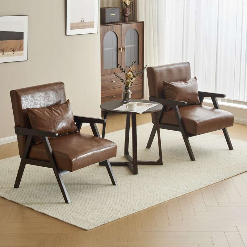 阳台椅子实木休闲单人沙发椅网红一桌二椅家用客厅舒适懒人复古