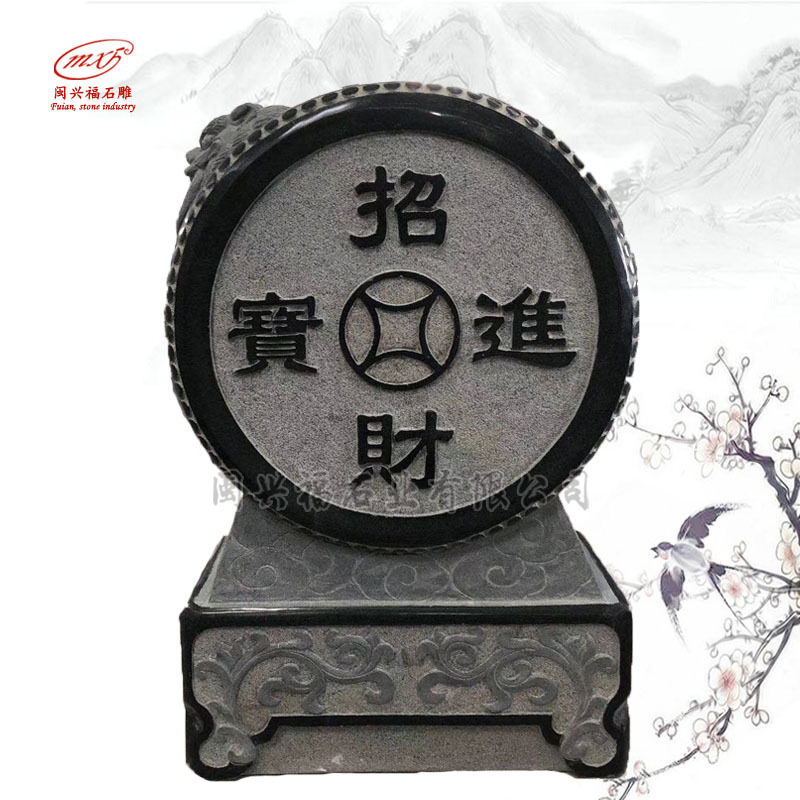 福建仿古石雕抱鼓石门墩做旧青石抱鼓家用门口石鼓石墩一对摆件