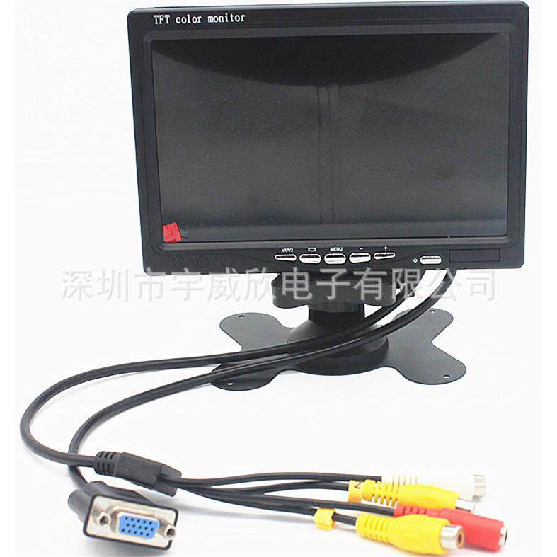 7寸1024高清车载电脑VGA+AV+电阻触摸屏多功能监控安防显示器
