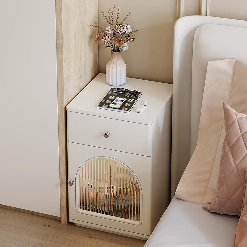 绿派法式奶油风床头柜卧室小型床边柜简约现代多巴胺超窄夹缝柜