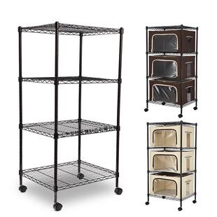 卧室多功能收纳架子多层落地可选布盒收纳架多层角落储物置物架