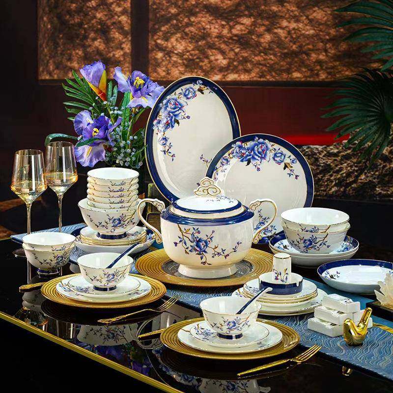 商务送礼70头富丽堂皇餐具中国风轻奢骨瓷碗盘碟家用组合乔迁送礼,特色手工艺,其他特色工艺品,淘宝优惠券,粉丝福利购,淘宝优惠卷