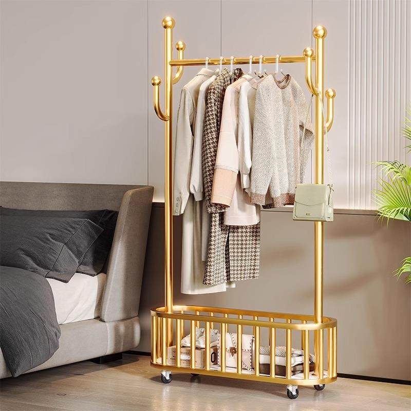 A6T衣帽架落地卧室挂衣架可移动衣服置物架网红轻奢家用室内晾衣