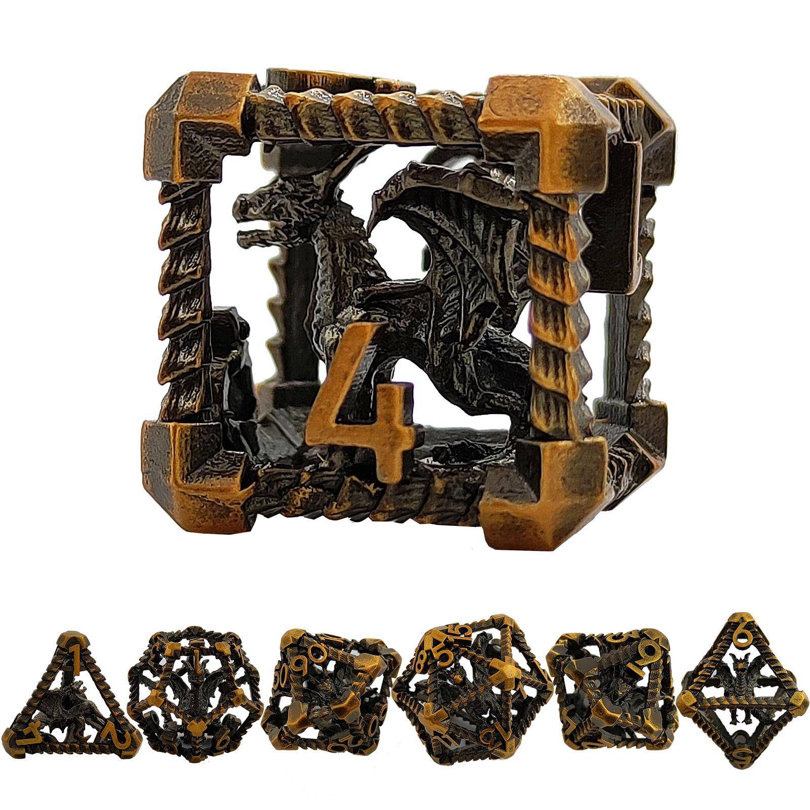 金属空心骰子多面体RPG角色扮演DND龙与地下城桌面游戏色子Dice