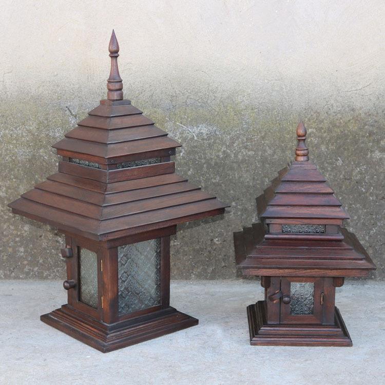 泰国实木灯具东南亚风格复古户外花园灯柱头灯景观庭院灯