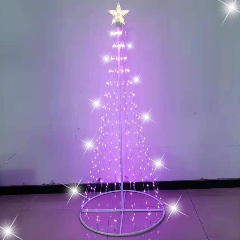 铁艺弹簧锥形旋转树枝灯LED盘旋树折叠圆锥塔RGB旗杆灯圣诞树彩灯