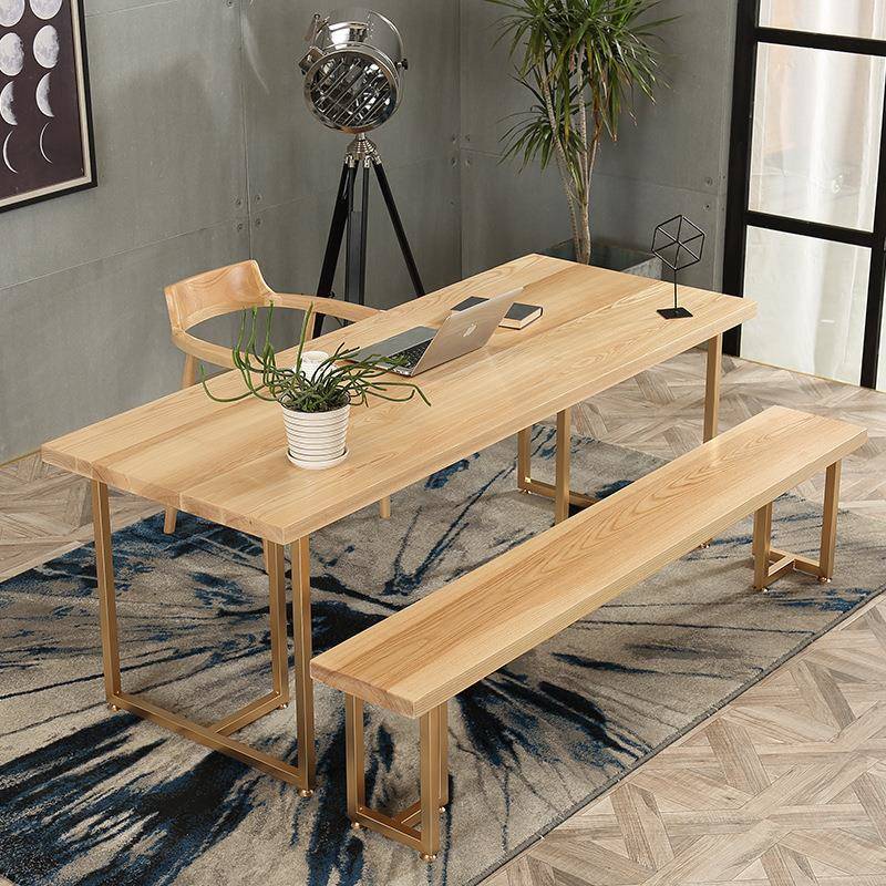 铁艺职员电脑办公桌办公培训长条桌子北欧简约实木洽谈老板桌