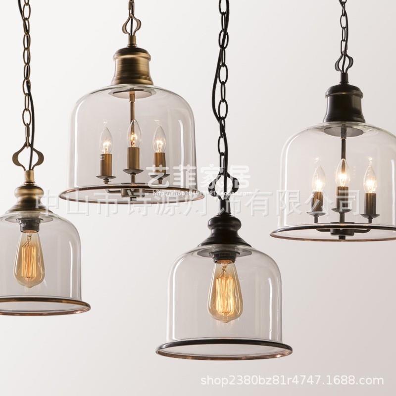 简约复古美式玻璃吊灯餐厅阳台创意走廊客厅卧室个性简约玻璃吊灯