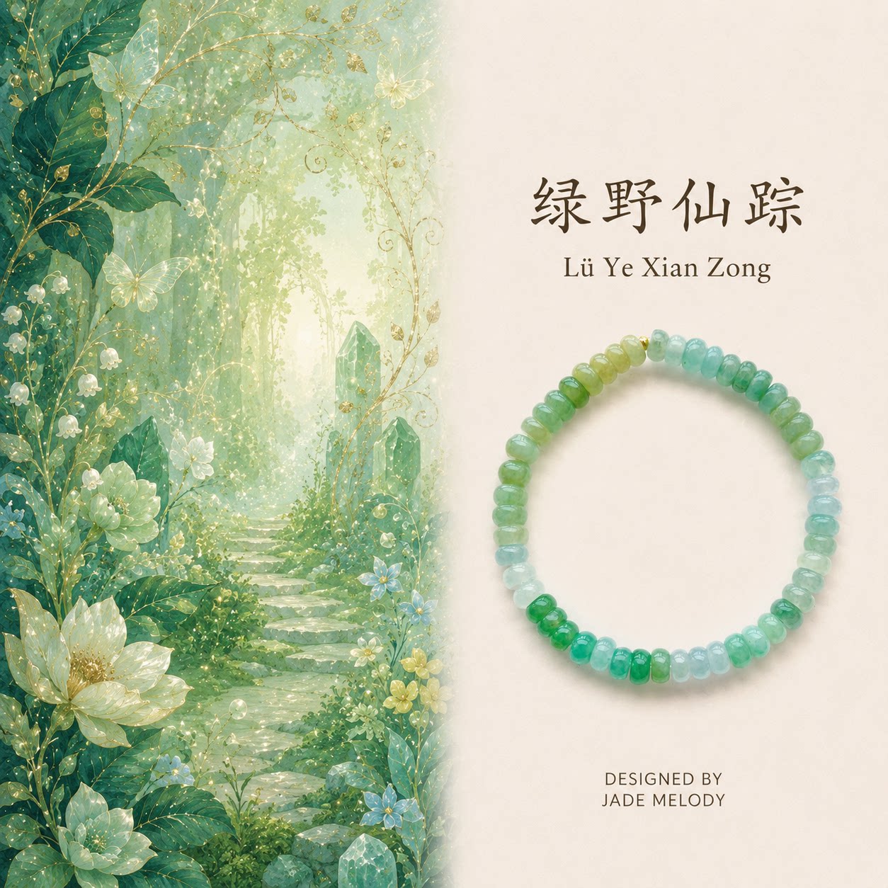 【绿野仙踪】天然缅甸A货翡翠手串黄绿蓝渐变色冰糯种算盘珠女款