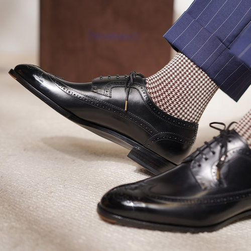 新款TG北町手工制作全布洛克德比英伦风百搭时尚固特异皮底透气