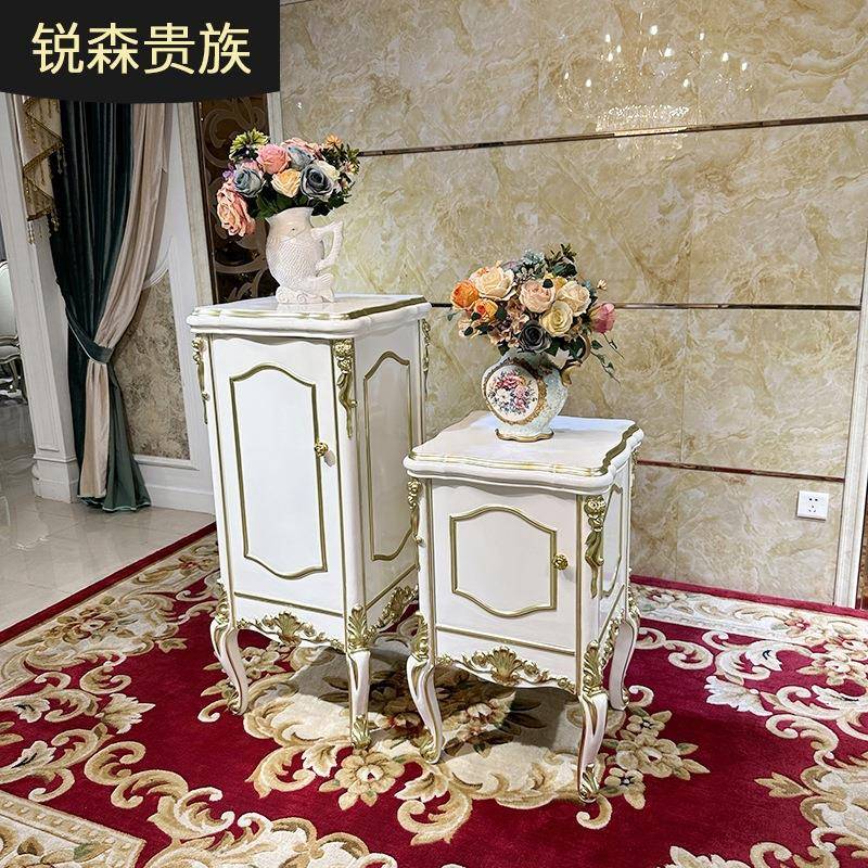 法实实木花架欧式奢华客厅雕花置物架储物架落地式新古典花盆架