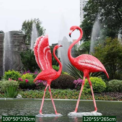 玻璃钢仿真火烈鸟摆件落地商场小区公园雕塑模型户外水池装饰摆件