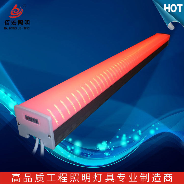 新款LED铝材方形轮廓灯护栏管方80mm6-16段单色七彩内外控数码管