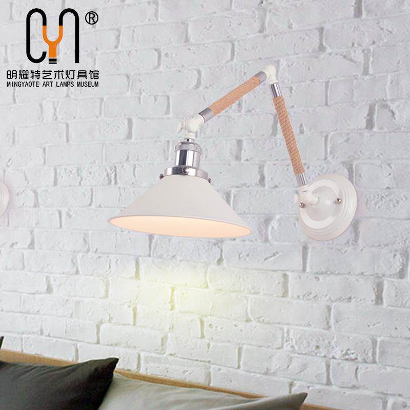 创意仿古麻绳铁艺吊灯艺术餐厅书房客厅过道网咖卧室美式乡村壁灯